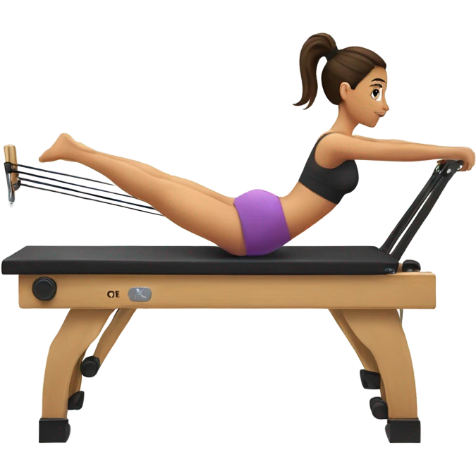 brunette girl working out on a pilates reformer emoji