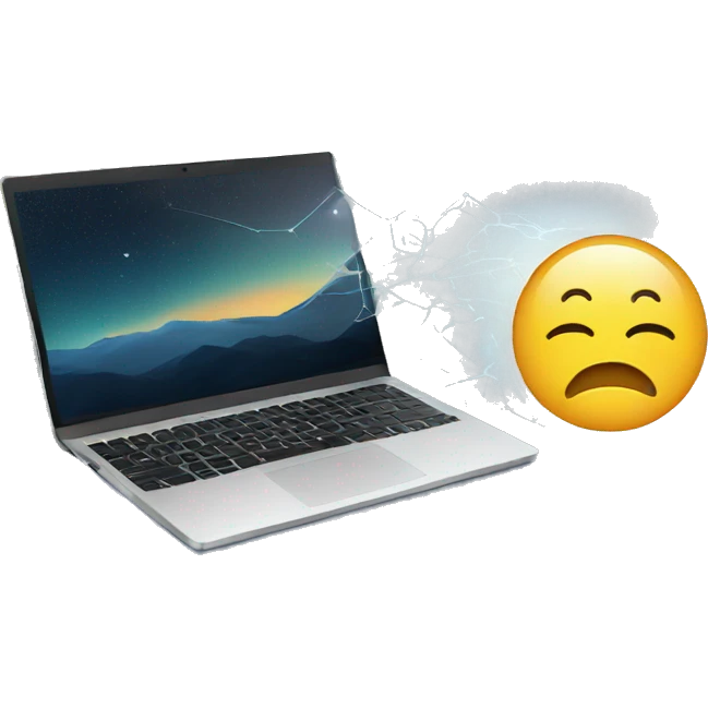 Laptop screen with bad metrics and sleepy emoji emoji
