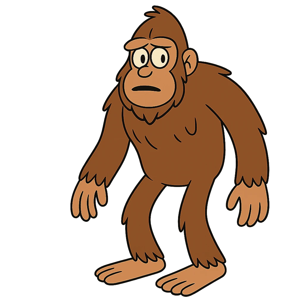 bigfoot, mysterious forest creature, cartoon style emoji