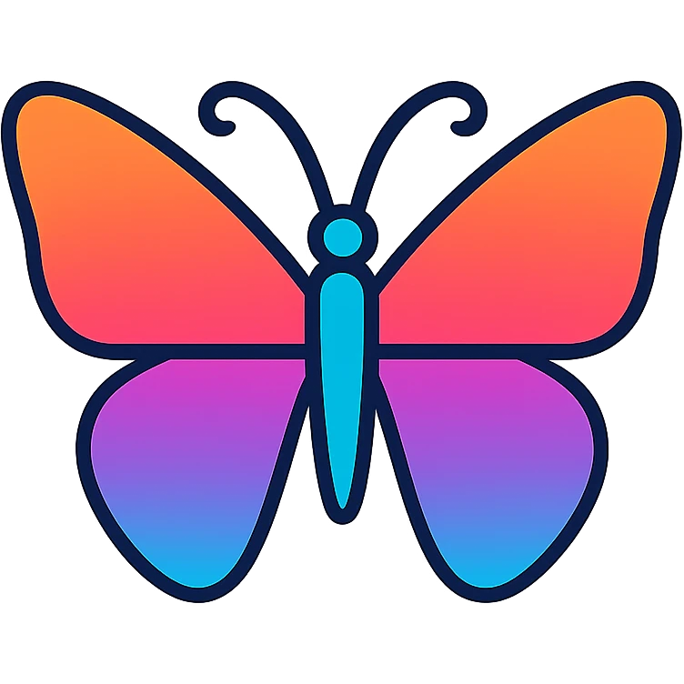 gradient butterfly icon, modern icon style, clean lines, no text emoji