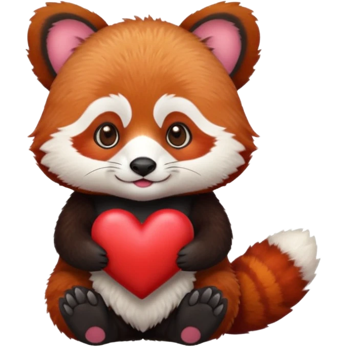 Red panda good night with heart emoji