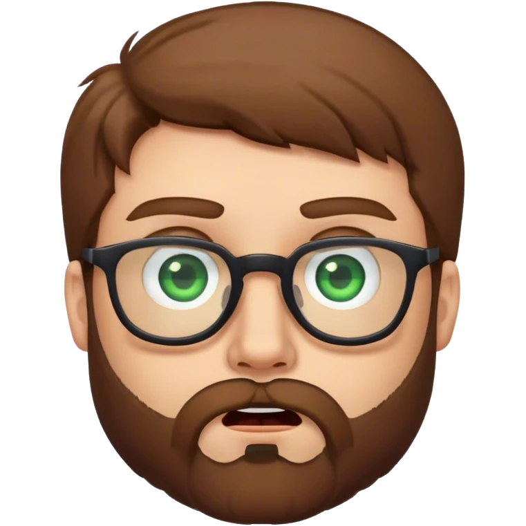Superman with brown hair, a beard, and glasses on. Eyes are green. Shocked face emoji