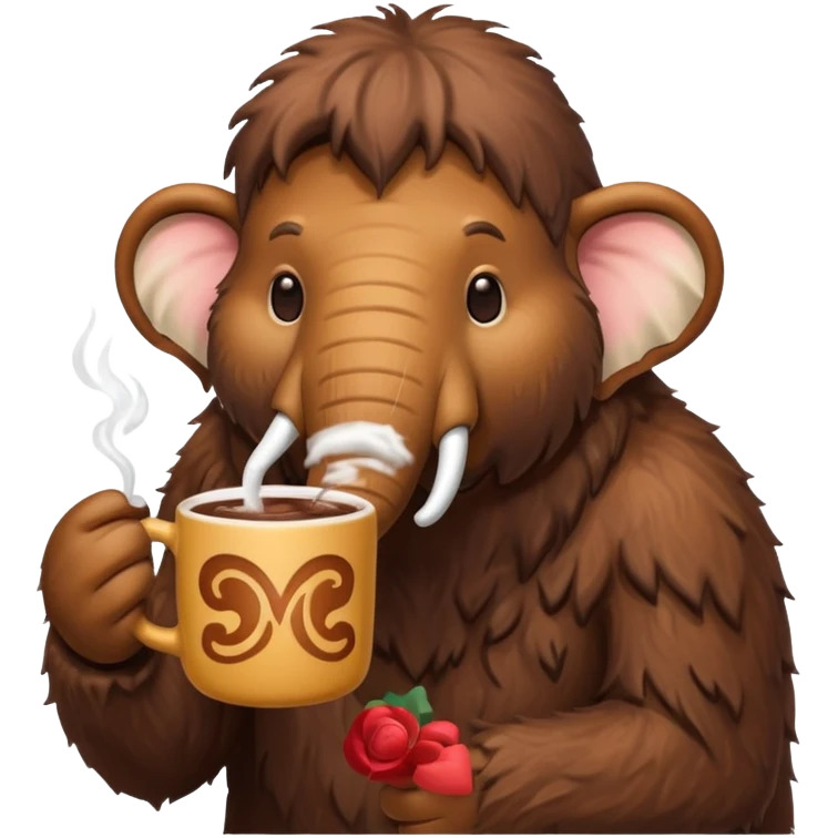 A mammoth who drinks a hot chocolate emoji