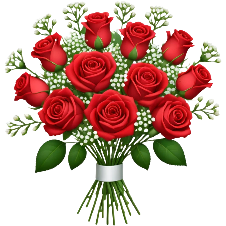 Rose bouquet with babies breath emoji