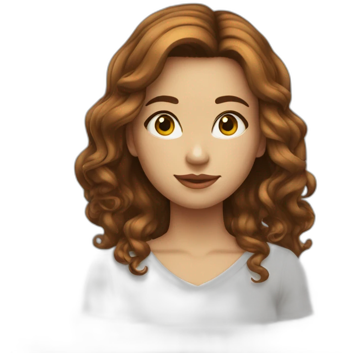 Fille cheveux mi longs bruns yeux verts emoji