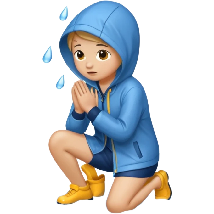 On knees in the rain emoji