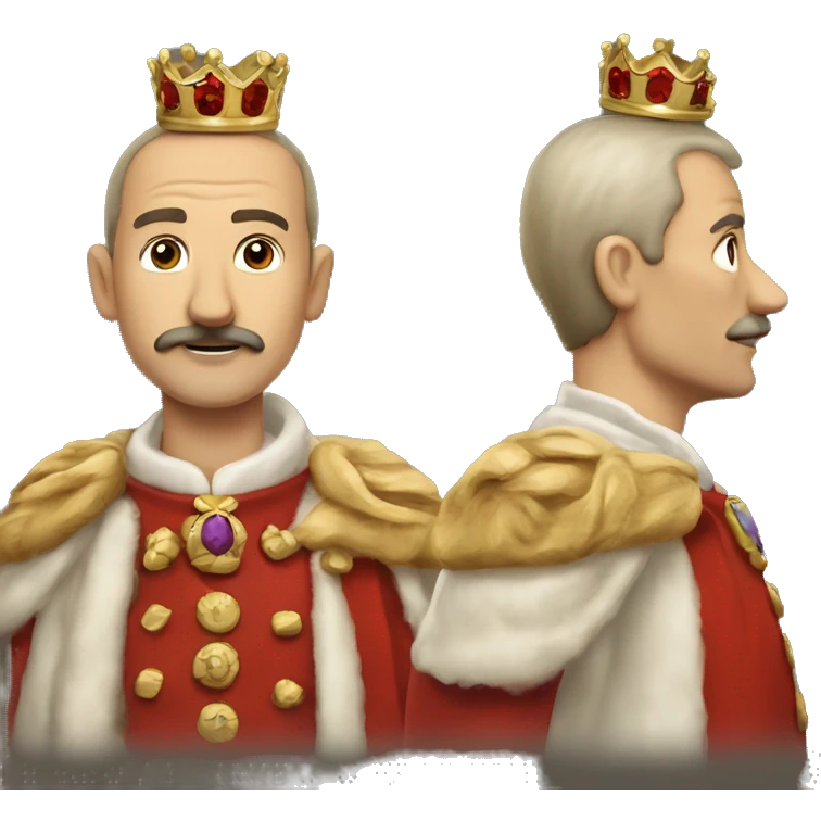 Create a classic emoji with a friendly man with an imperial crown on his head, a straight brown moustache, an ermine coat over his shoulder and the number 5 on his crown. His clothes are red. emoji