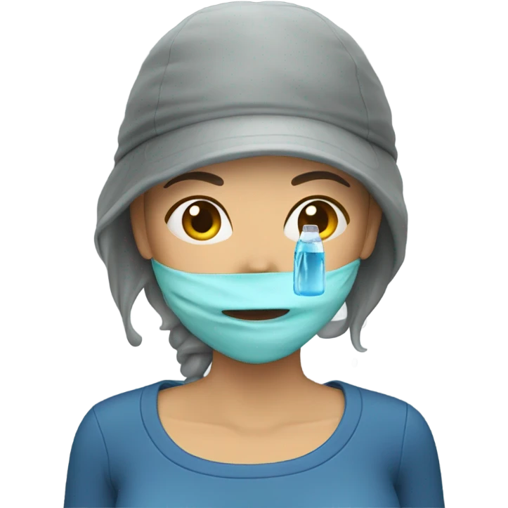 Woman spraying water out of her pockets emoji