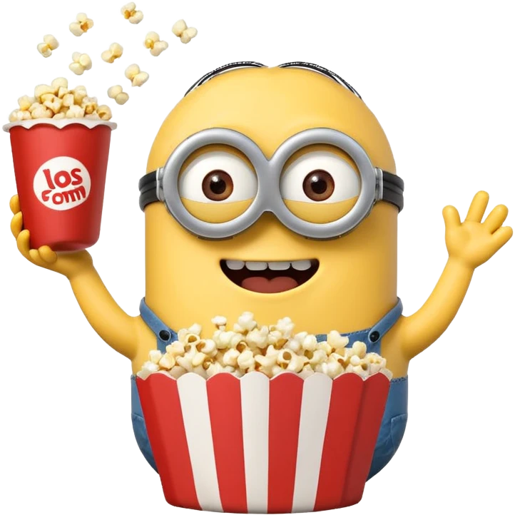 Laughing minion eating popcorn emoji