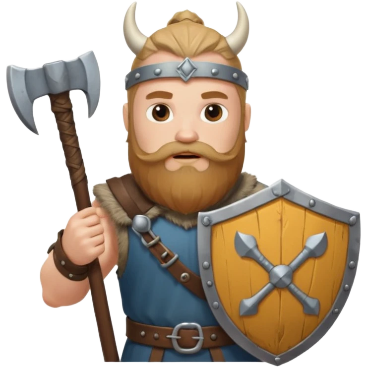 Bearded viking holding axe and shield emoji