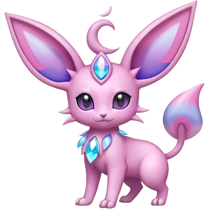 Shiny Cool Sparkly Cute Ethereal Espeon-Sylveon-Nidorino-Fakemon-hybrid-fusion- full body emoji