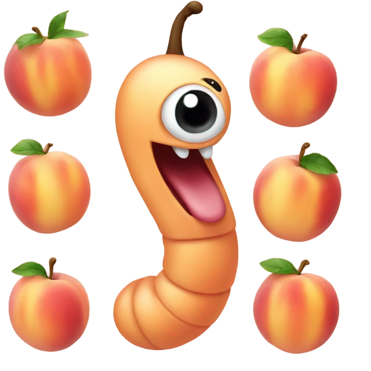 Worm inside peach emoji