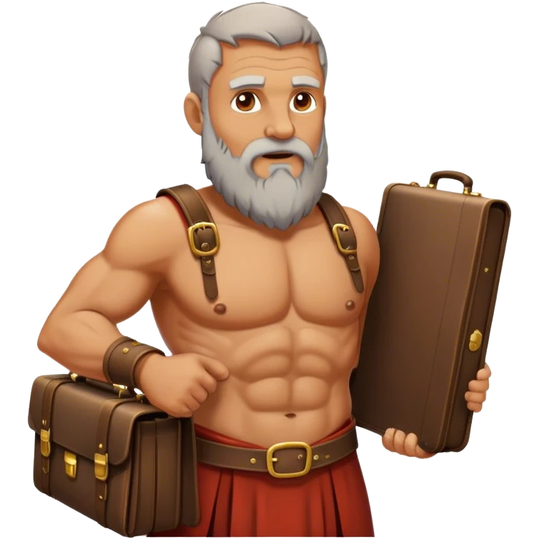 An old gladiator with a beard carring a briefcase  emoji