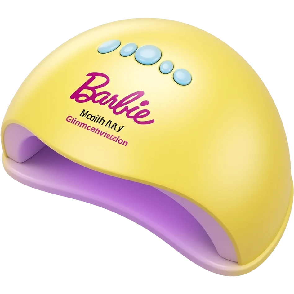 yellow purple UV nail lamp inspired by Barbie colour pallete emoji