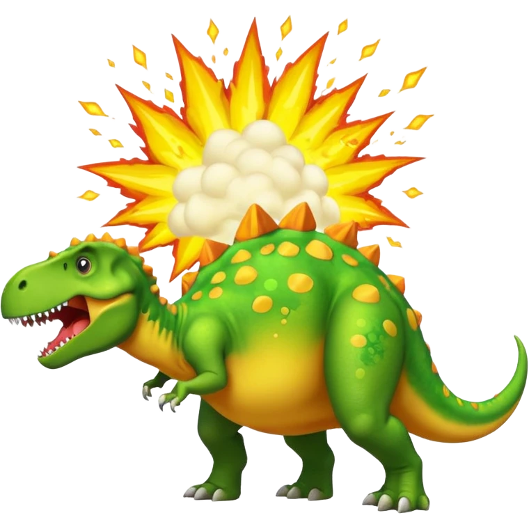 Dinosaur farting out a explosion emoji
