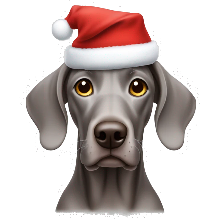 Weimaraner with a christmas hat emoji