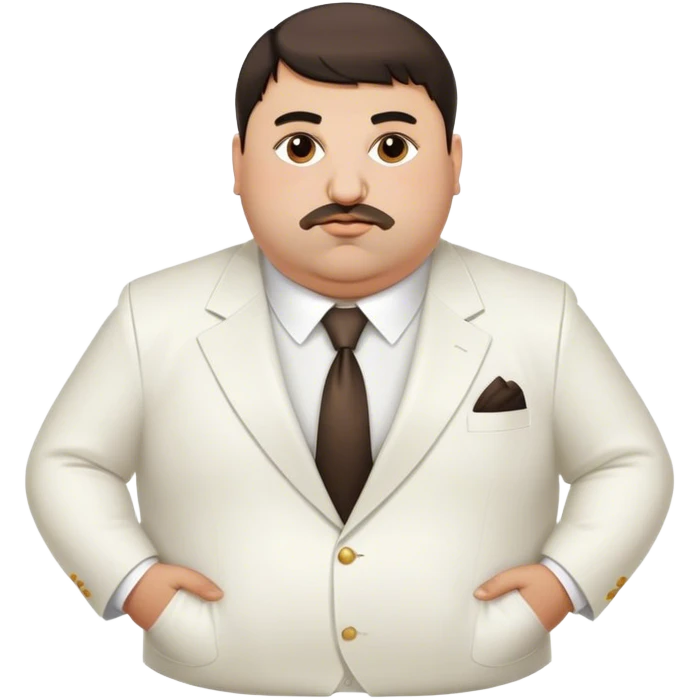 Fat Armenian oligarch with bowlcut wearing white suit emoji