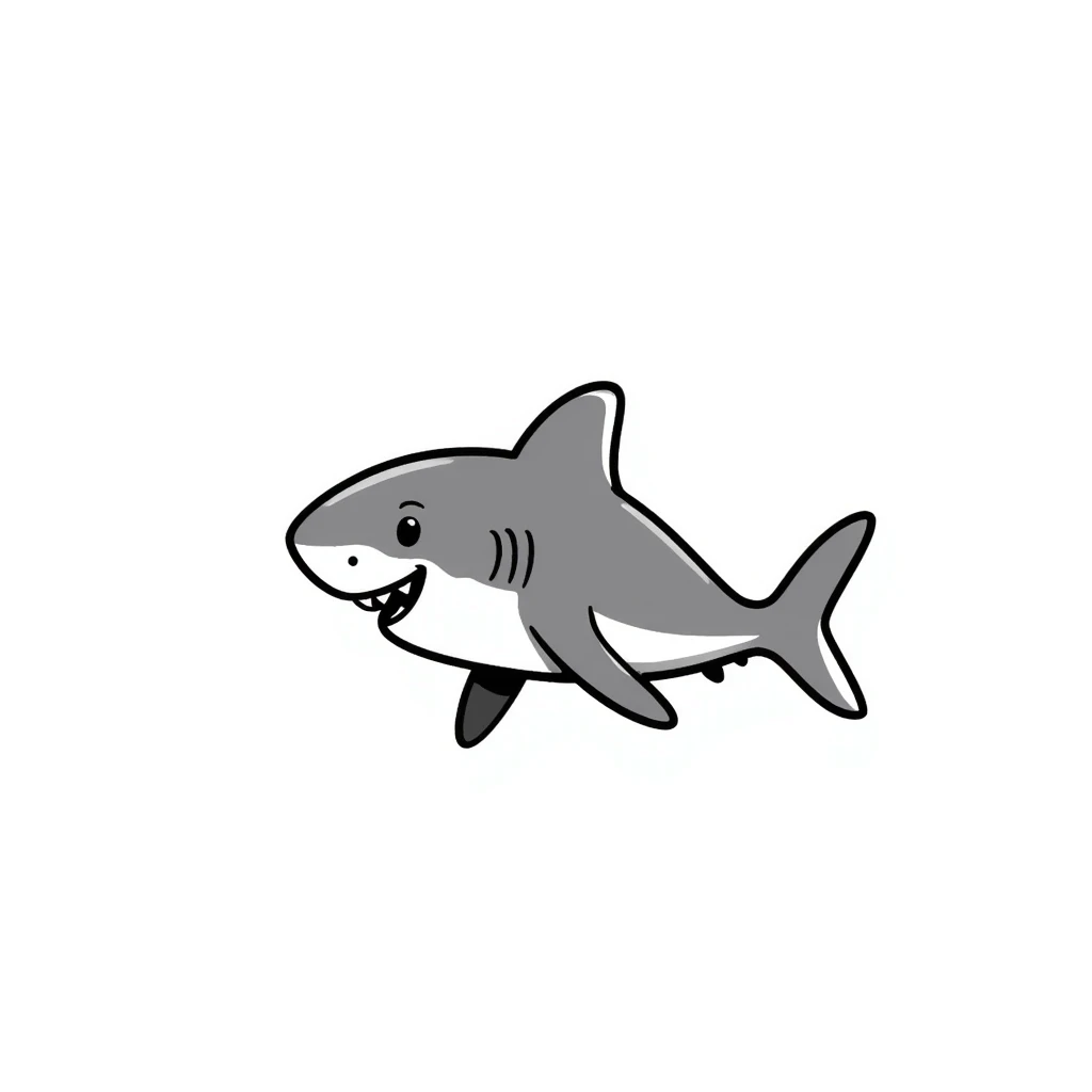Hand-drawn shark with fins and tail emoji