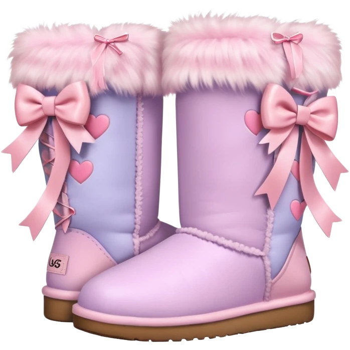 Cute pastel furry UGGS with bows and heart accessories  emoji