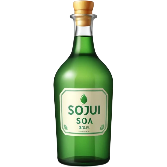 korean soju, green bottle with white label on it written 소주 emoji