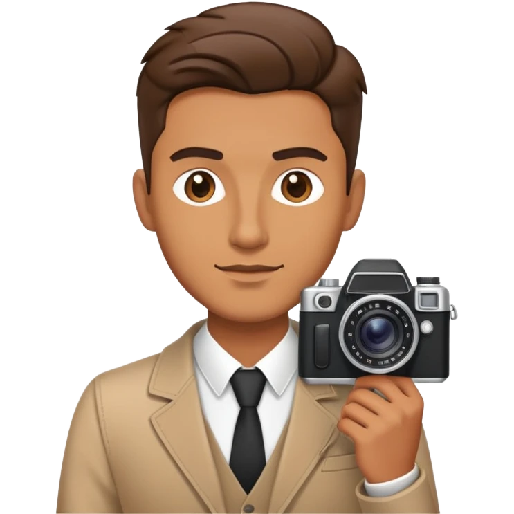 imagina un hombre con estilo junto a una cámara emoji