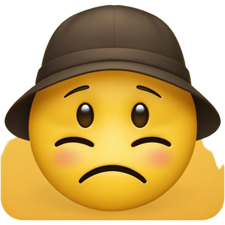 yellow emoji looking down, hat covering eyes, no text emoji