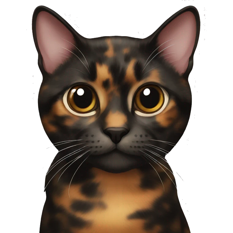 tortoiseshell Cat Black brown without white and pink nose emoji