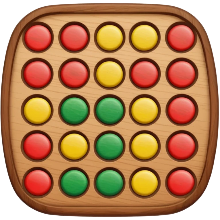 Flat emoji illustration of an African Awalé (mancala) board, wooden board with 12 holes, colorful seeds, simple shapes, bold outlines, cute and playful style, vector look, transparent background” emoji
