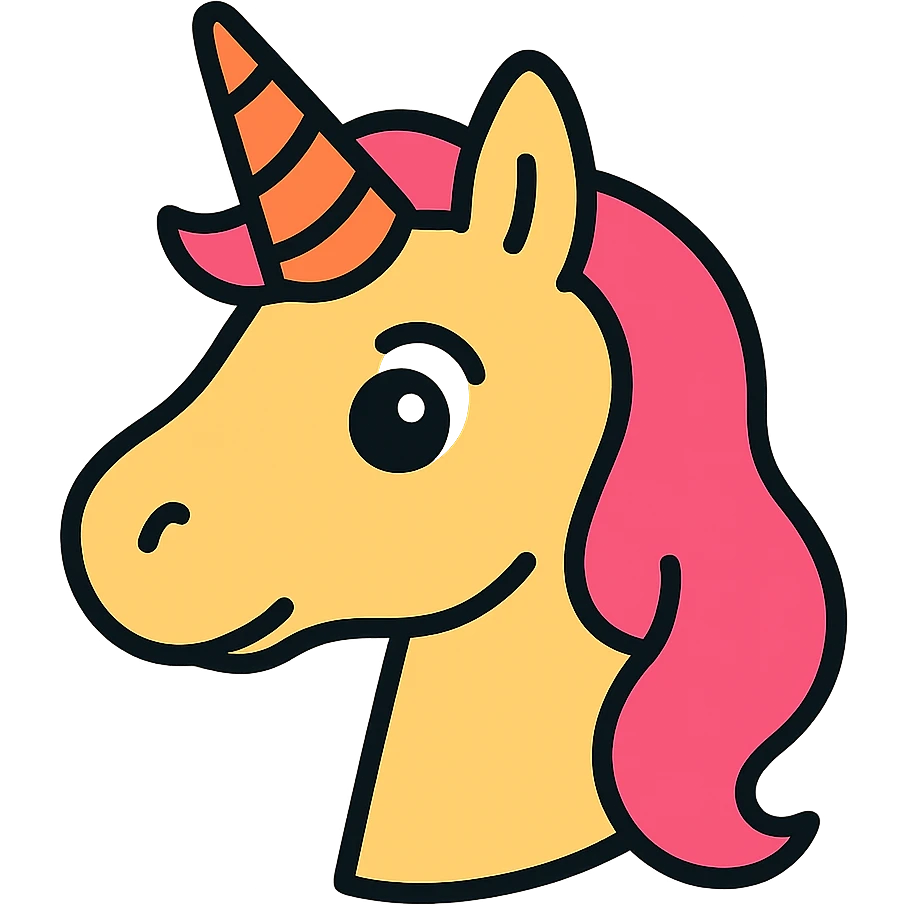 very interested unicorn emoji