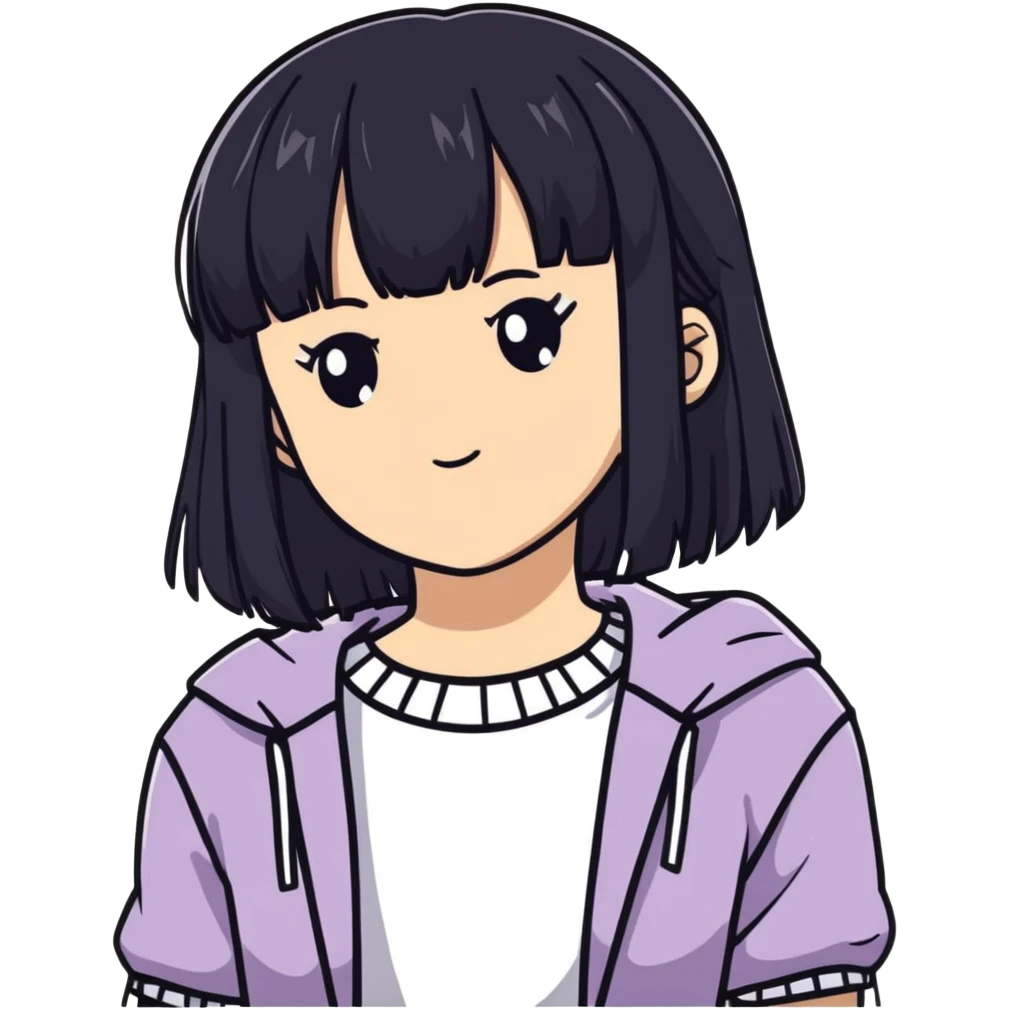 anime girl with black bangs emoji