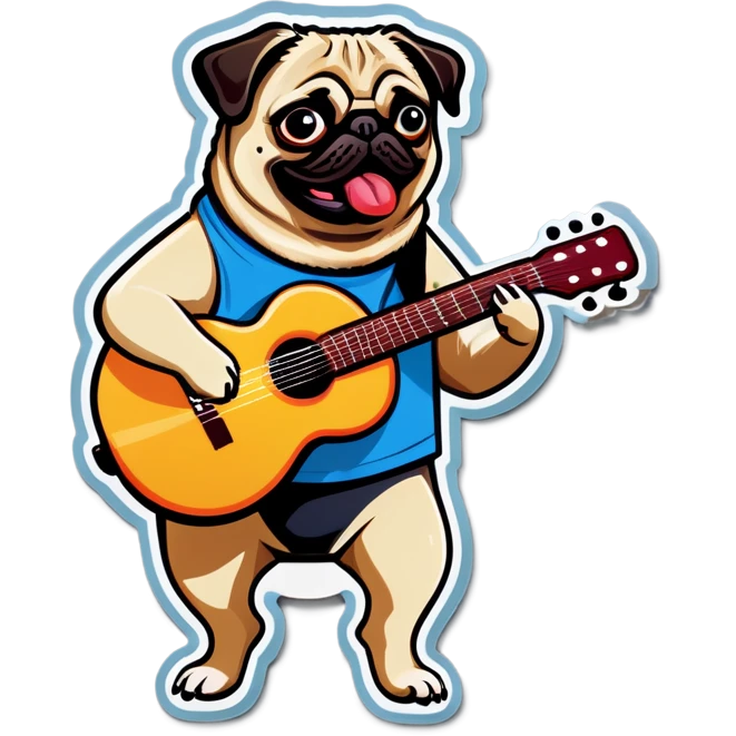 pug dog playing guitar emoji