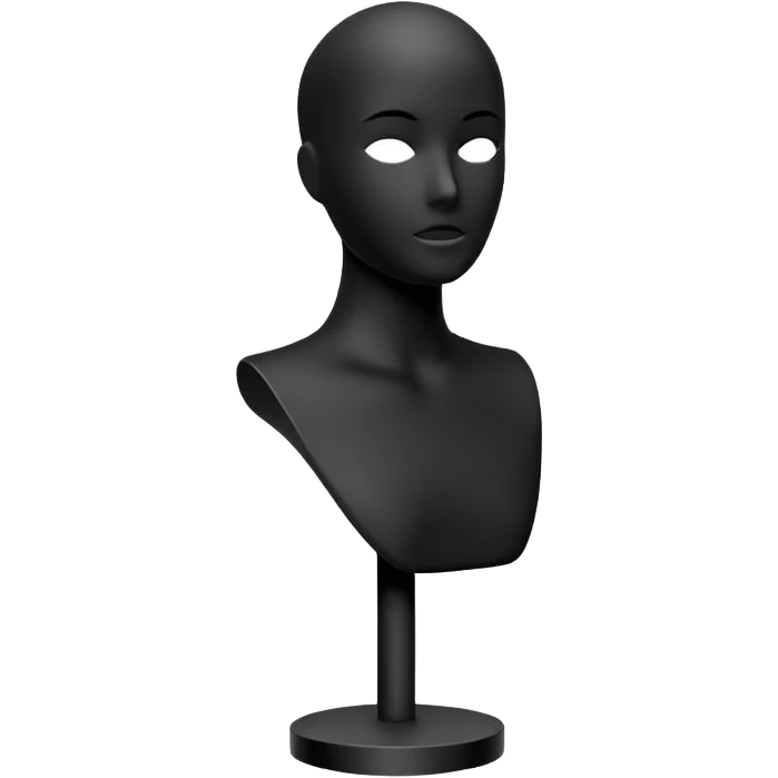 Minimalistic flat vector icon, iOS style, thin black contour on white background. Matte black mannequin in front of in 3D monochrome style. skulpt emoji
