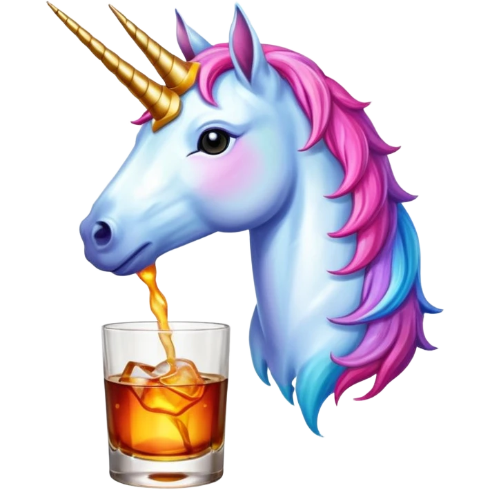 Unicorn with fireball whiskey emoji