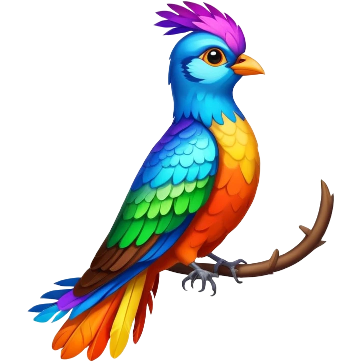 cuckoo bird with colorful feathers emoji