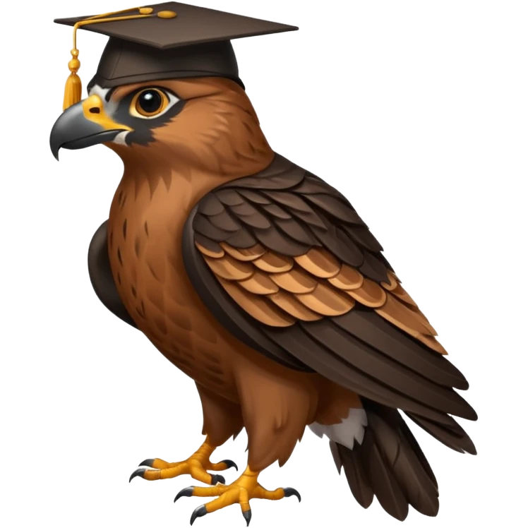 falcon with a black grad cap - semi realistic emoji