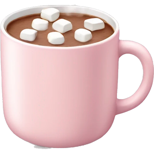 Light Pink mug of hot chocolate with marshmallows  emoji