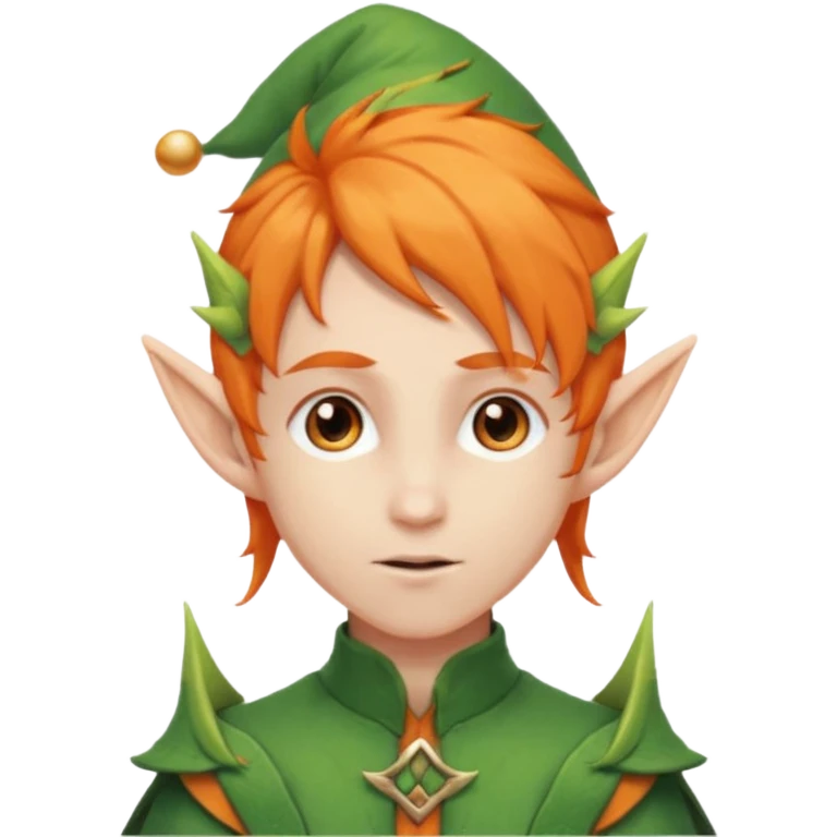 Orange Haired Elf, Elf boy with orange ponytail hair emoji