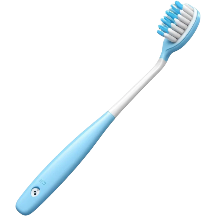 clean toothbrush with slim handle, compact head, soft bristles, white and blue or pastel design, bristles visible, soft lighting, subtle shadows, no toothpaste, no sink, no faces, transparent background, emoji scale emoji