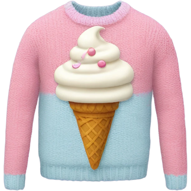 Knit sweater with ice cream design emoji