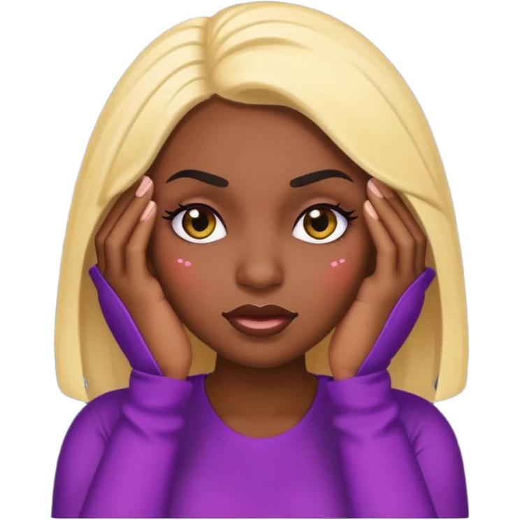 black baddie with dramatic lashes facepalming, sassy attitude, emoji style emoji