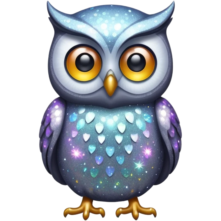 owl glitter gray emoji