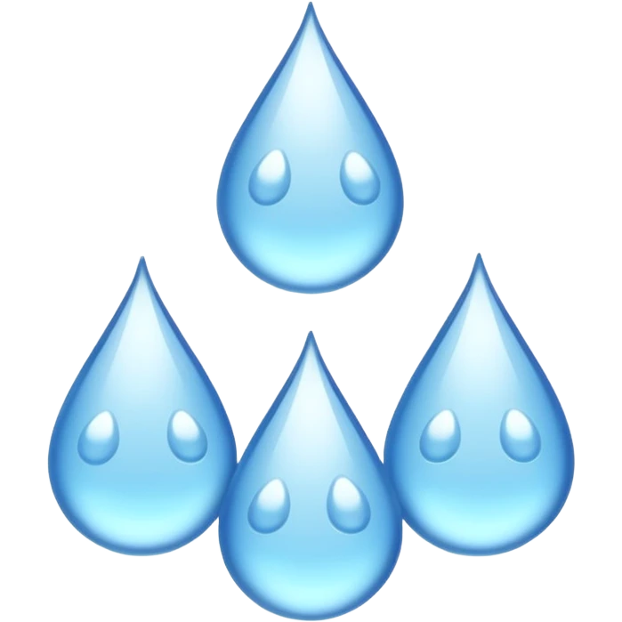 three equally sized droplets stacked on top of each other with two other droplets going outward from the middle droplet emoji