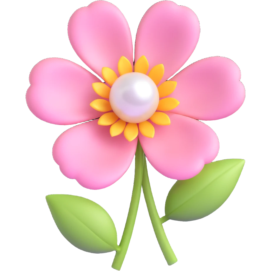 Pearl light pink flower emoji
