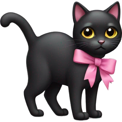 Black cat with a pink bow emoji