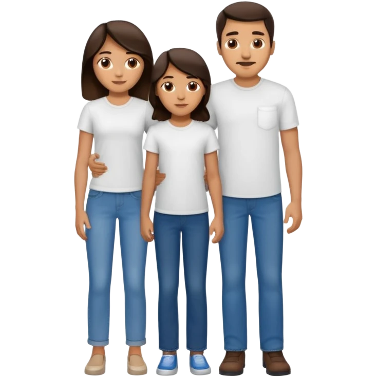 Hispanic family of five: mom, dad, two sons, one daughter in the middle, all with matching medium skin tone and dark brown hair emoji