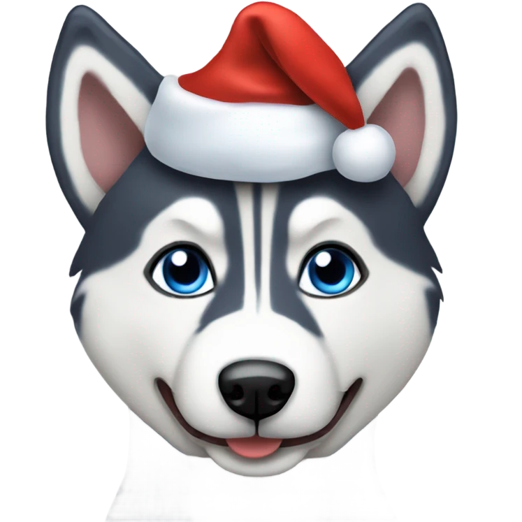 Husky with a Santa hat blue eyes emoji