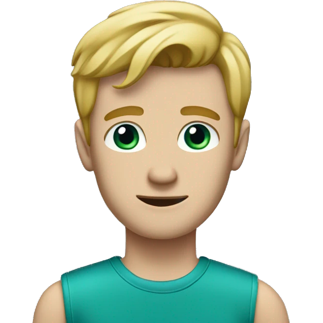 Skinny white guy wearing teal shirt and dark blue jeans emoji