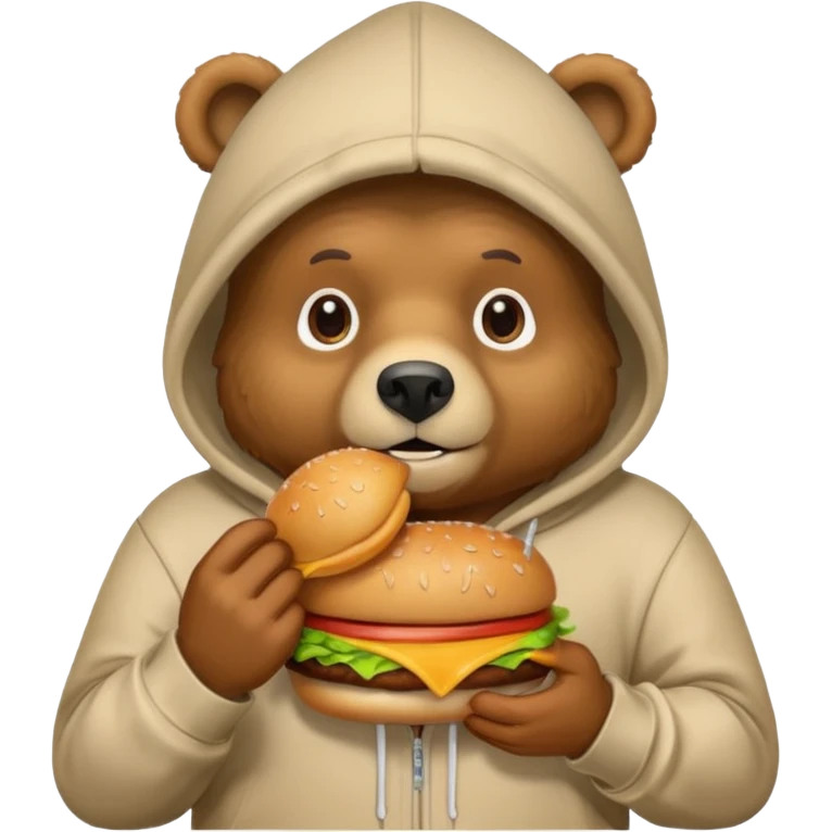 bear with hamburger wearing hoodie emoji