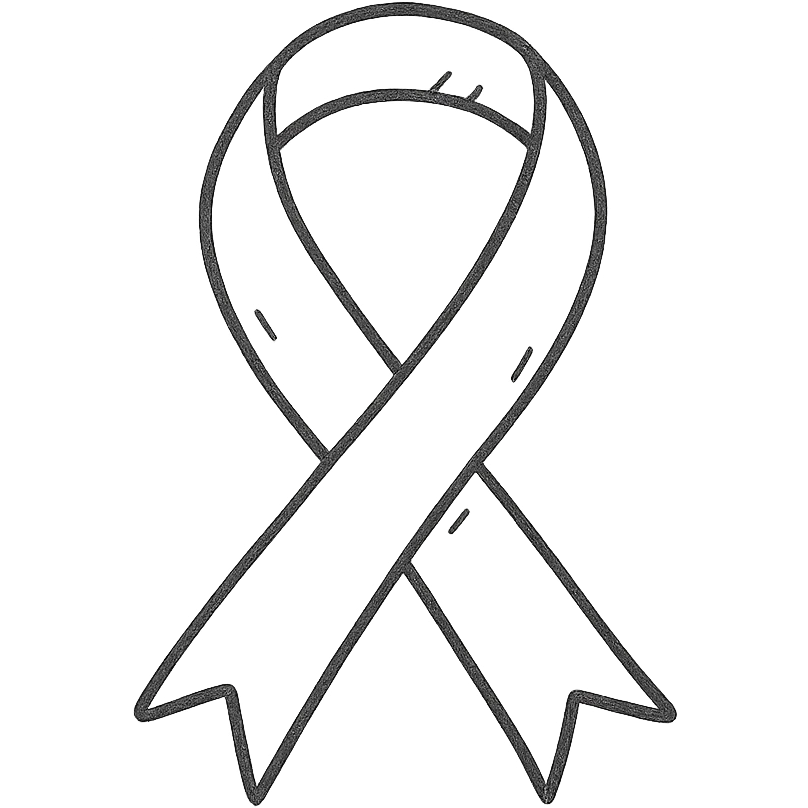 grey ribbon hand drawn outlined icon emoji
