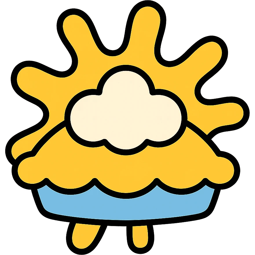 color outline icon style cream pie splat, clean lines emoji